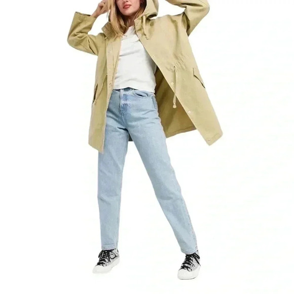 ASOS DESIGN oversized lightweight parka in stone - Picture 2 of 8